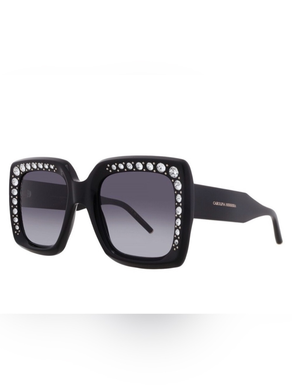 Carolina Herrera Black oversized Crystal-Trim Square Sunglasses! Like New! - Picture 3 of 9